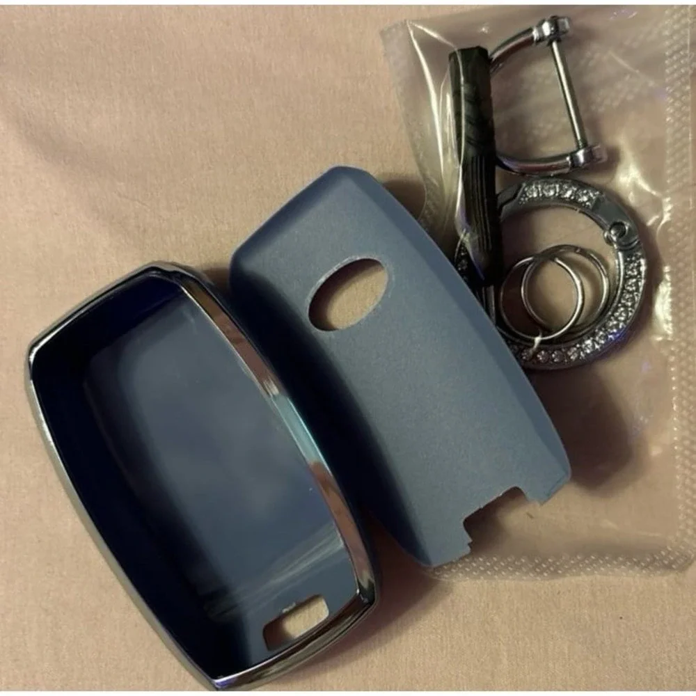 NEW Blue Grey Soft TPU Key Fob Cover & Keychain for Kia K5/Sportage/Sorento